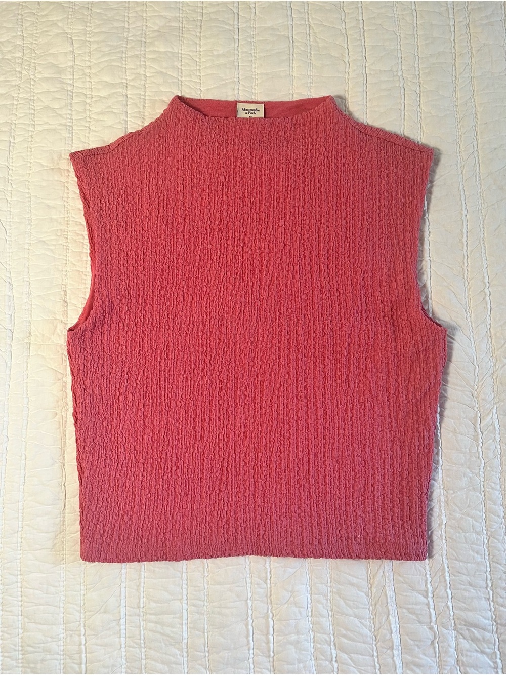 Abercrombie & Fitch Paloma Bubble Knit Mock Neck Top - Pink - M